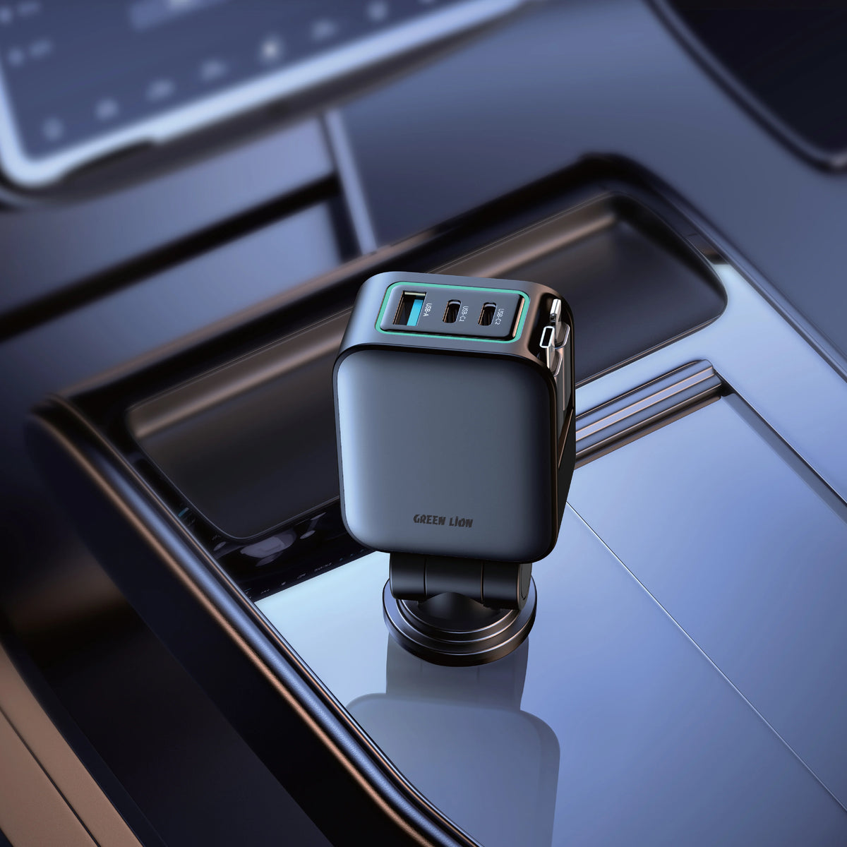 Green Lion Retractable 99w Car Charger Black – image 4