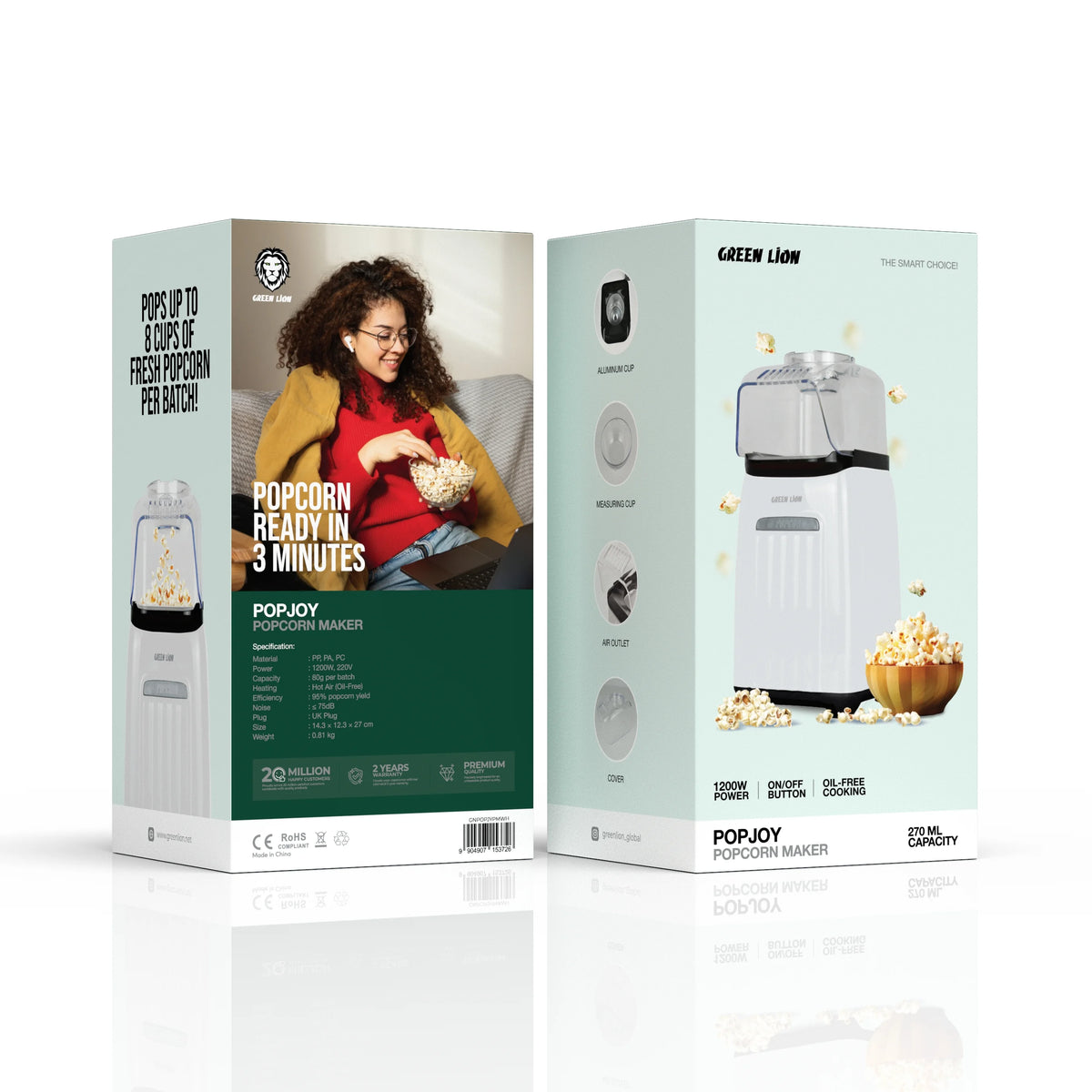 Green Lion Popjoy Popcorn Maker - White – image 4
