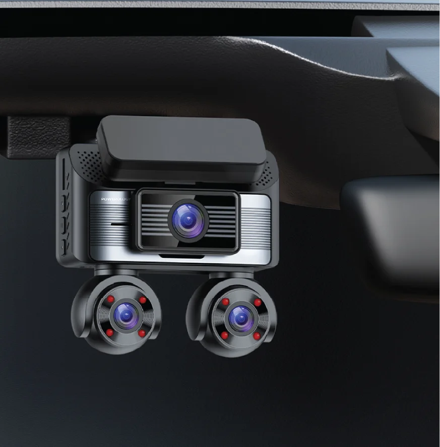 Powerology Sentra Dash Camera with 3 Lenses and Rear Camera Black – image 6