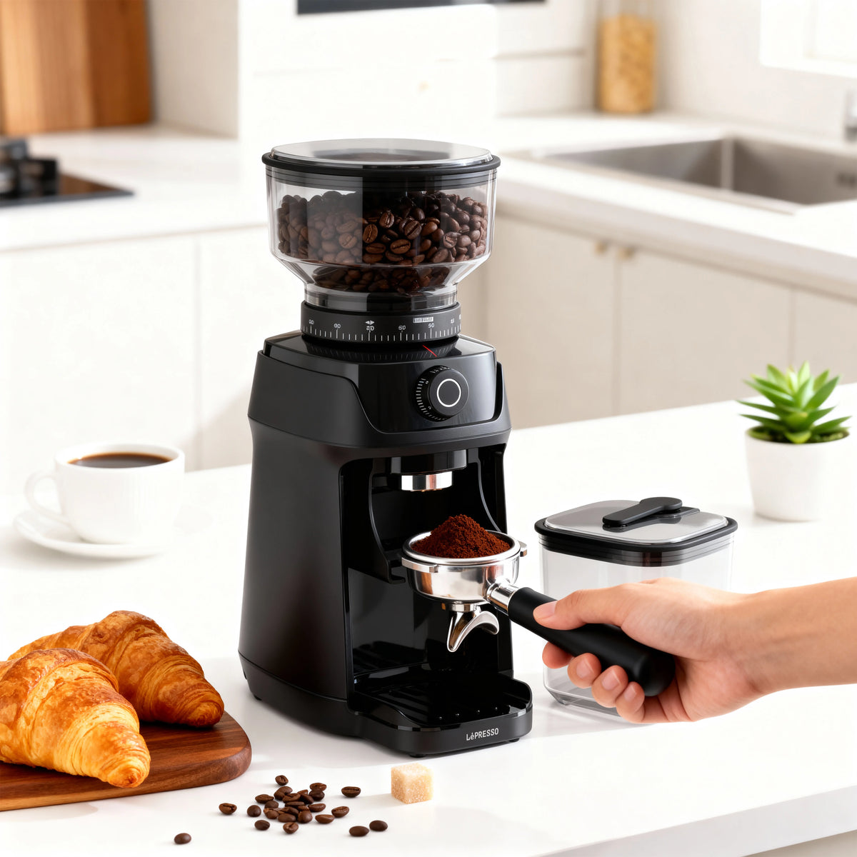 LePresso Macinare Stainless Steel Burr Grinder Black – image 10