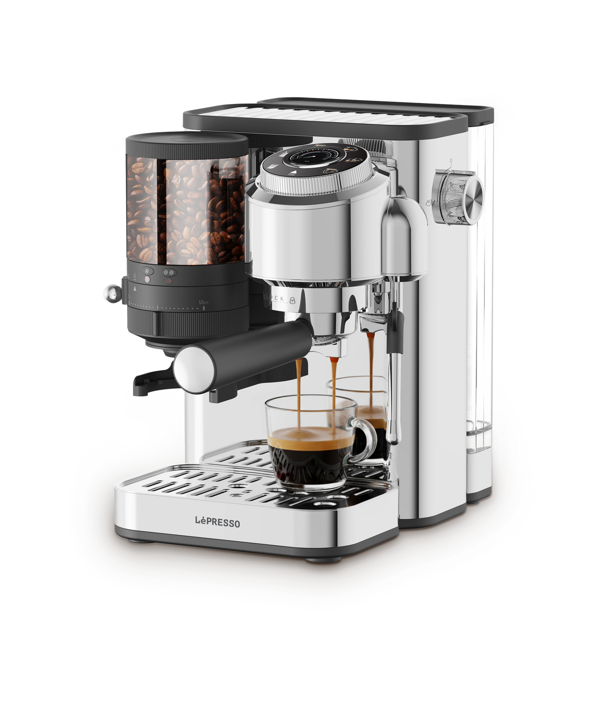 LePresso Ilburrone 20 Bar Italian Pump Coffee Machine with Bean Grinder and Steam Wand Silver – image 12