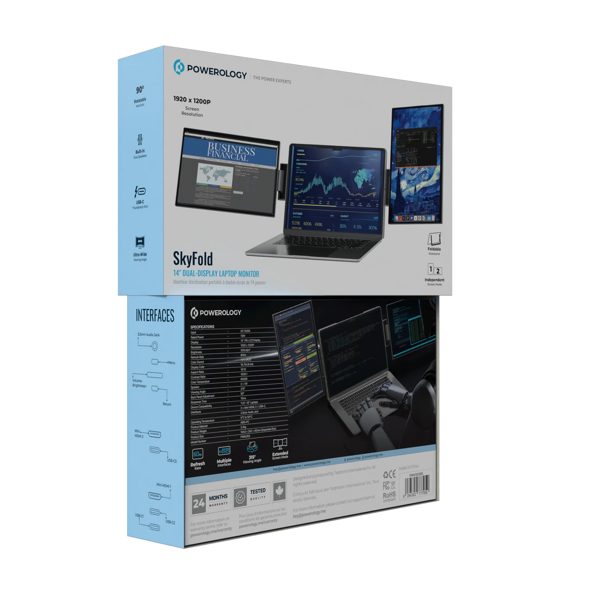 Powerology Skyfold 14 Dual Display Laptop Monitor Black – image 4