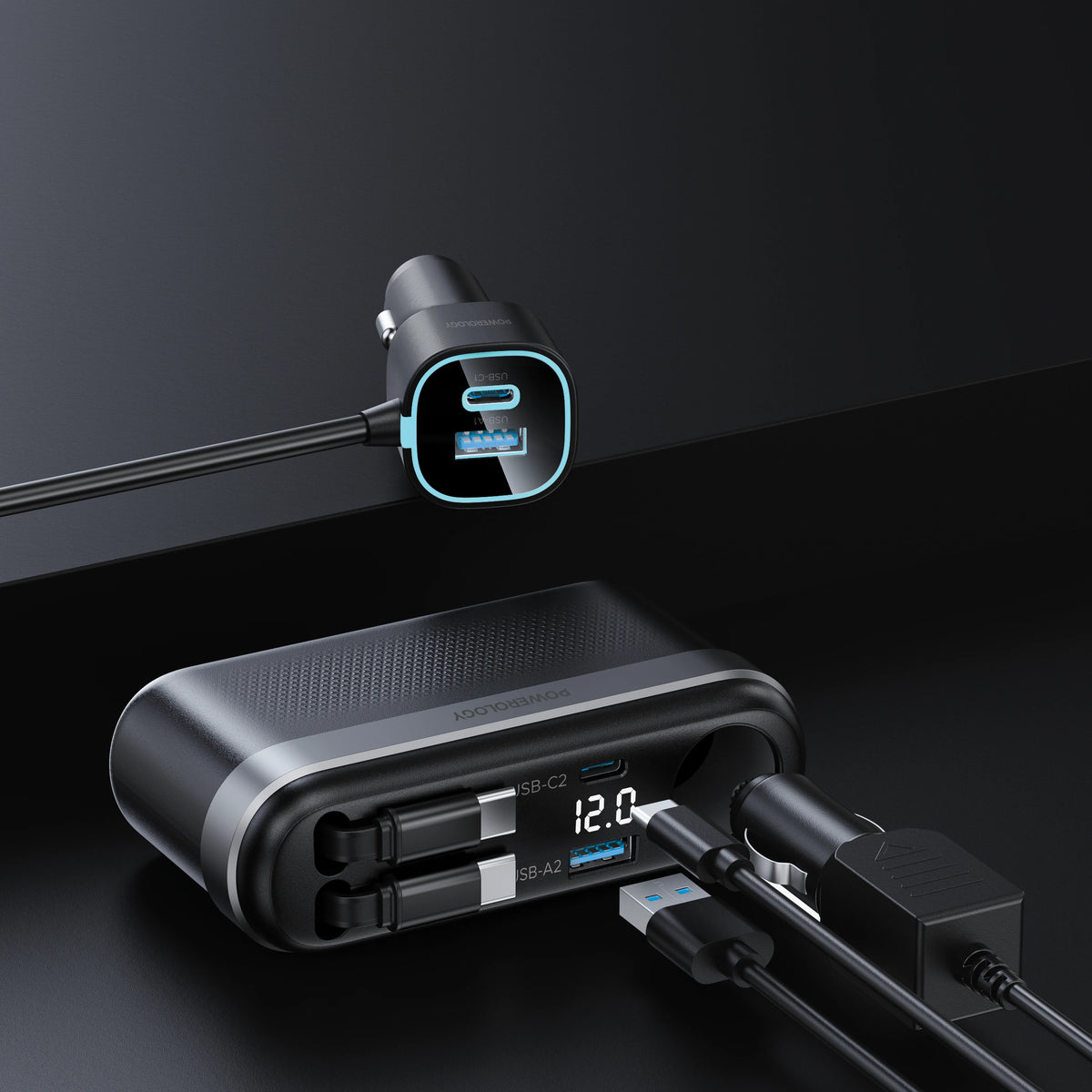 Powerology Currnex 60w Multi Port Car Charger Black – image 2