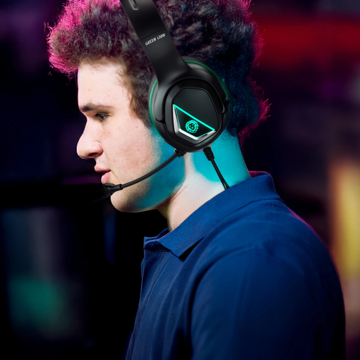 Green Lion Runner Wired Gaming Headphone Blue – image 7
