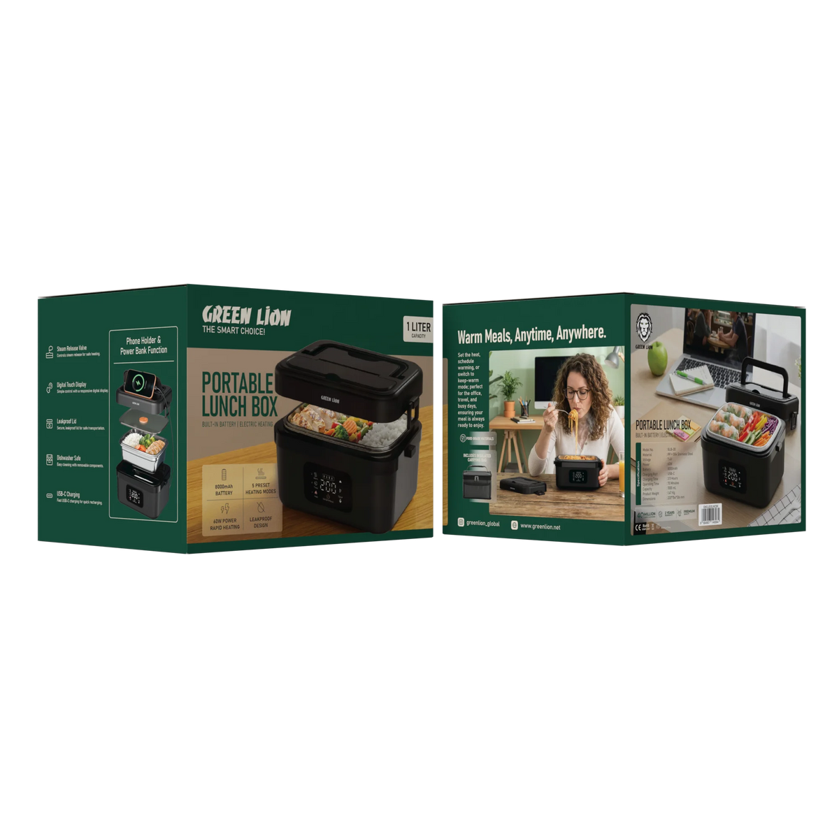 Green Lion Portable Lunch Box 1 LRechargeable 8000 m Ah - Black – image 8