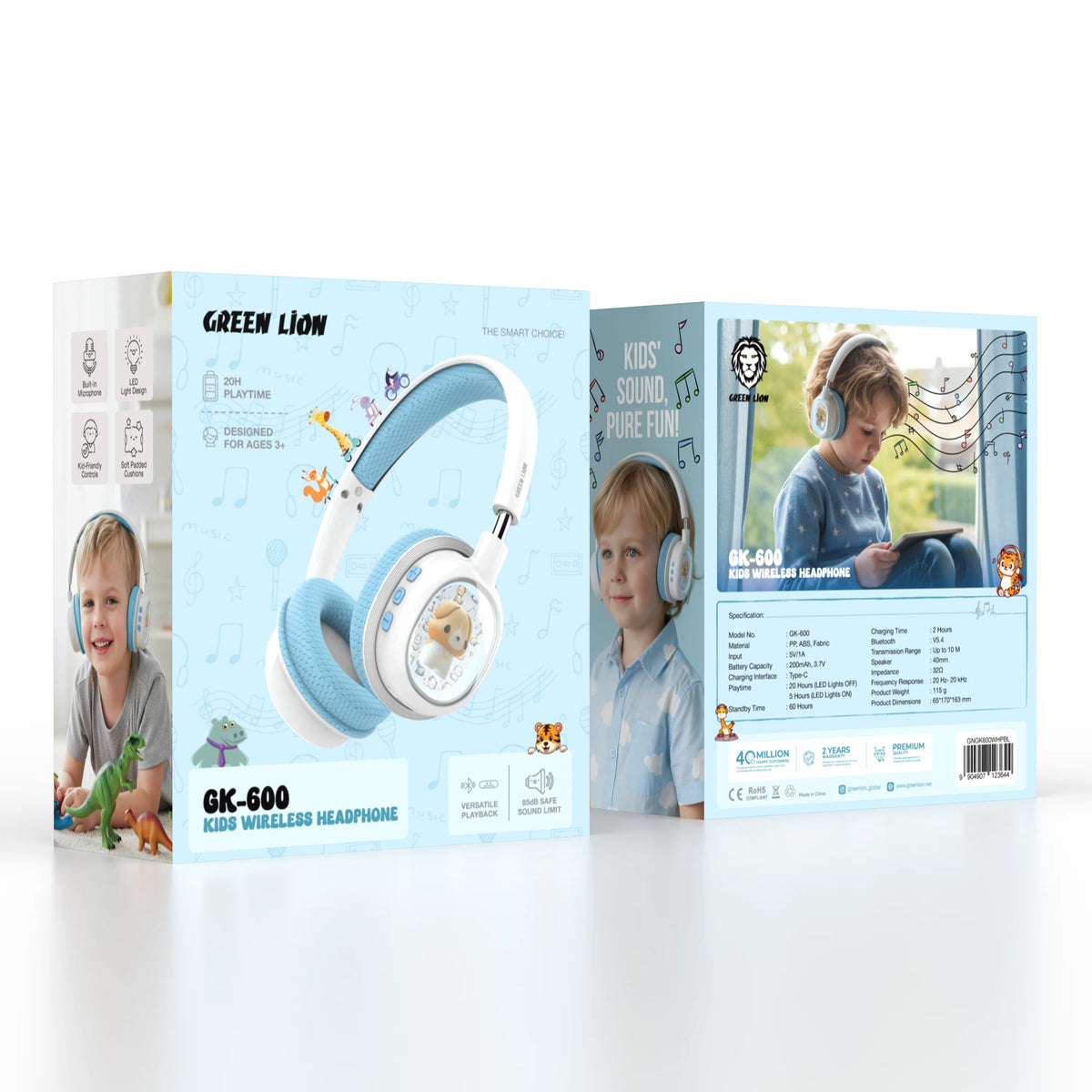 Green Lion GK-600 Kids Wireless Headphone - Blue