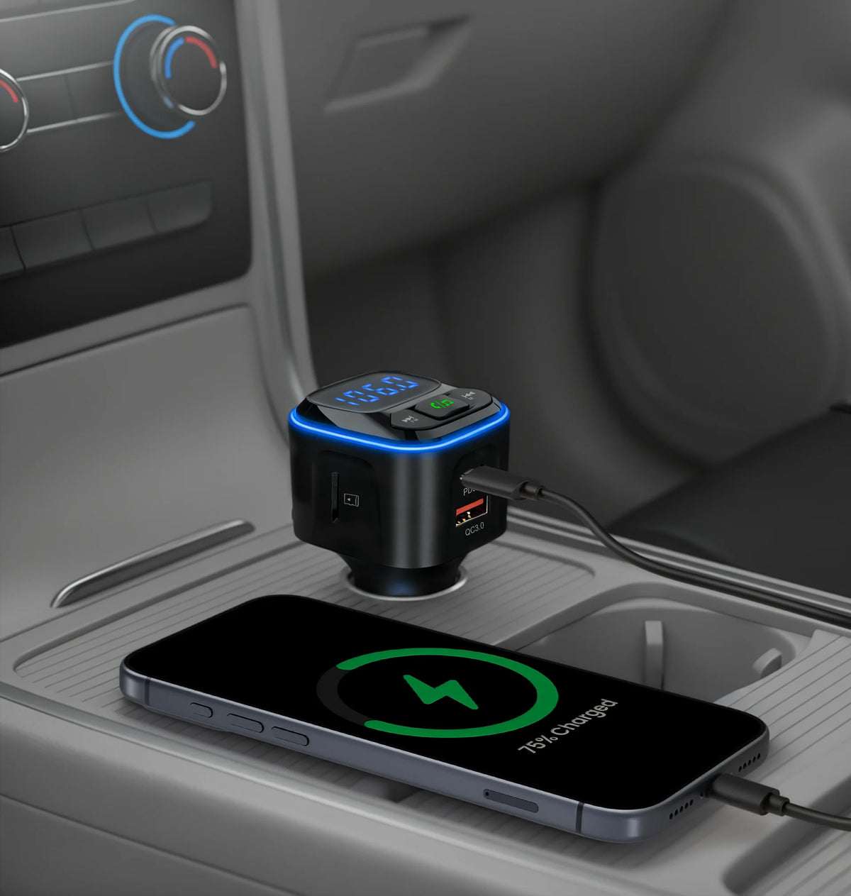 Green Lion Fm Transmitter Dual Port Car Charger Black – image 3