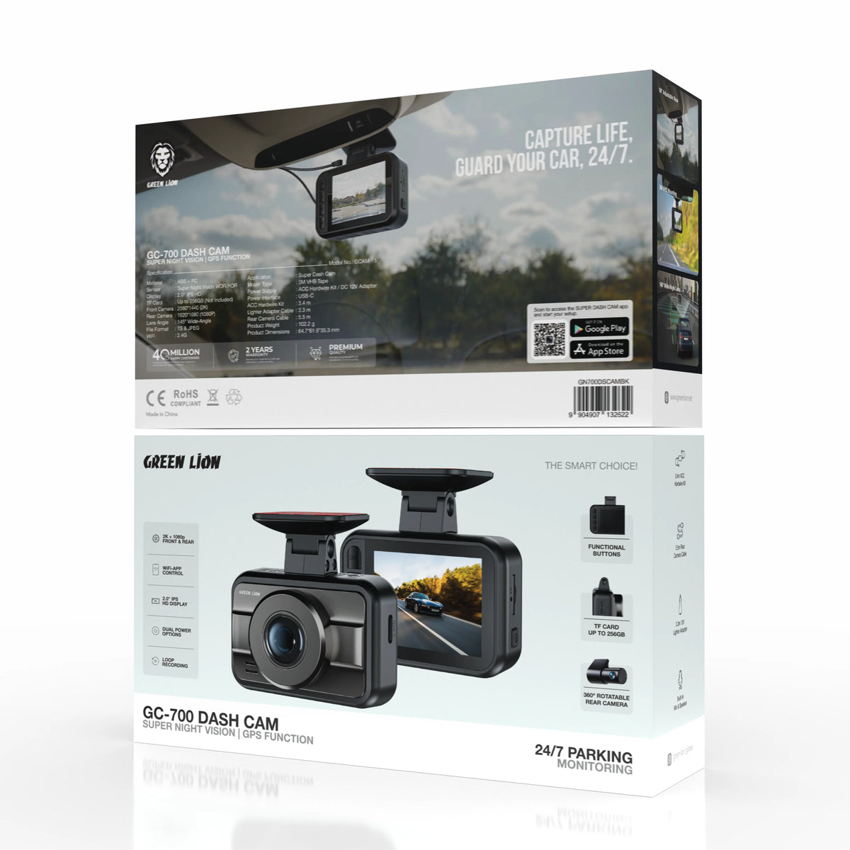 Green Lion Gc 700 Dash Cam with Super Night Vision GPS Function Black – image 5