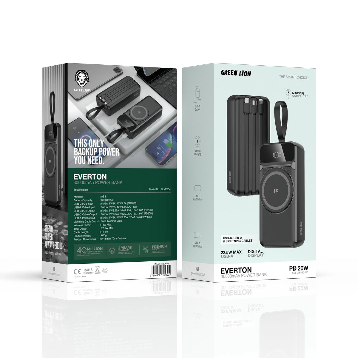 Green Lion Everton 30000mAh Power Bank PD 20w Black – image 4