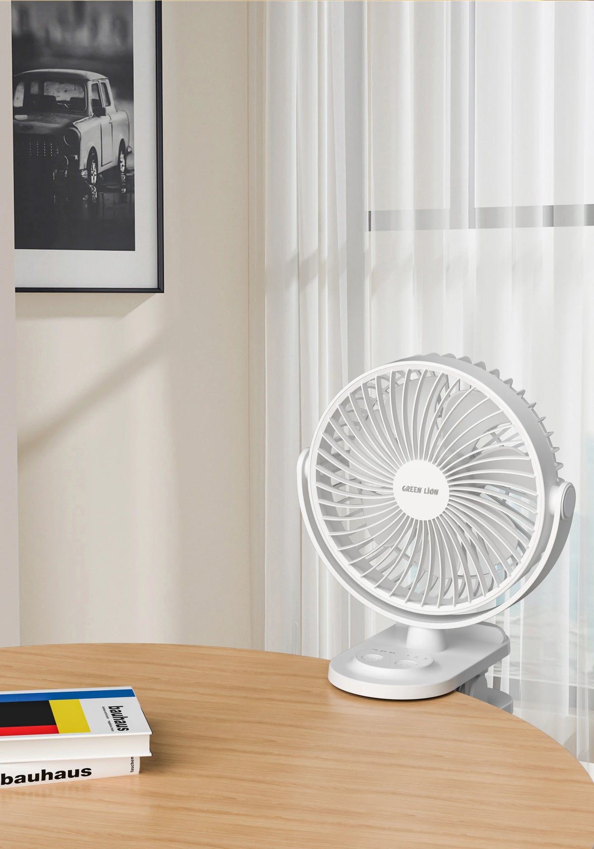 Green Lion Clip-On Portable Fan - White – image 7