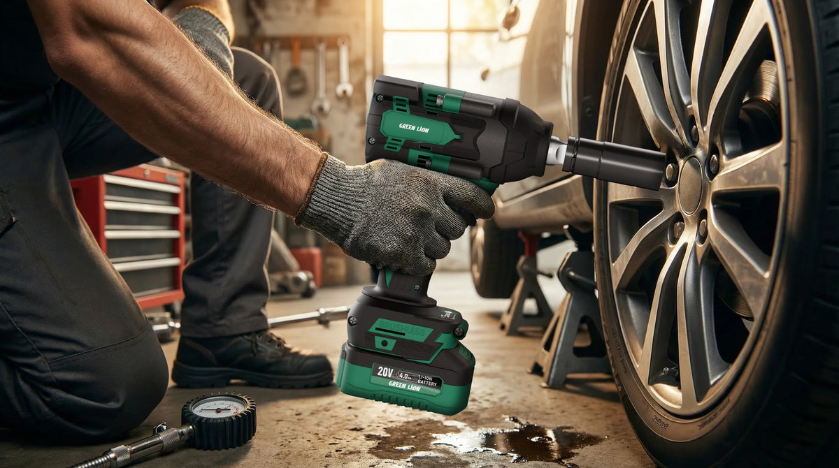 Green Lion GIW-200 Cordless Impact Wrenchwith Torque 20 V 2*4.0 Ah Battery – image 3