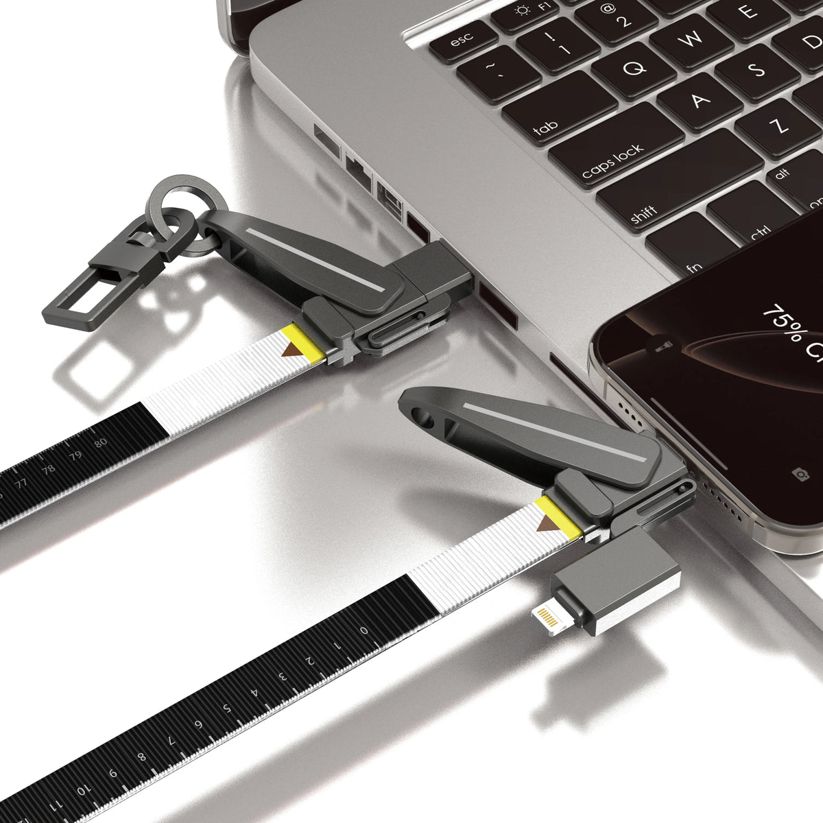 Green Lion 4 in 1 Cable Ultra Fast Charging Lanyard 240 W - Black