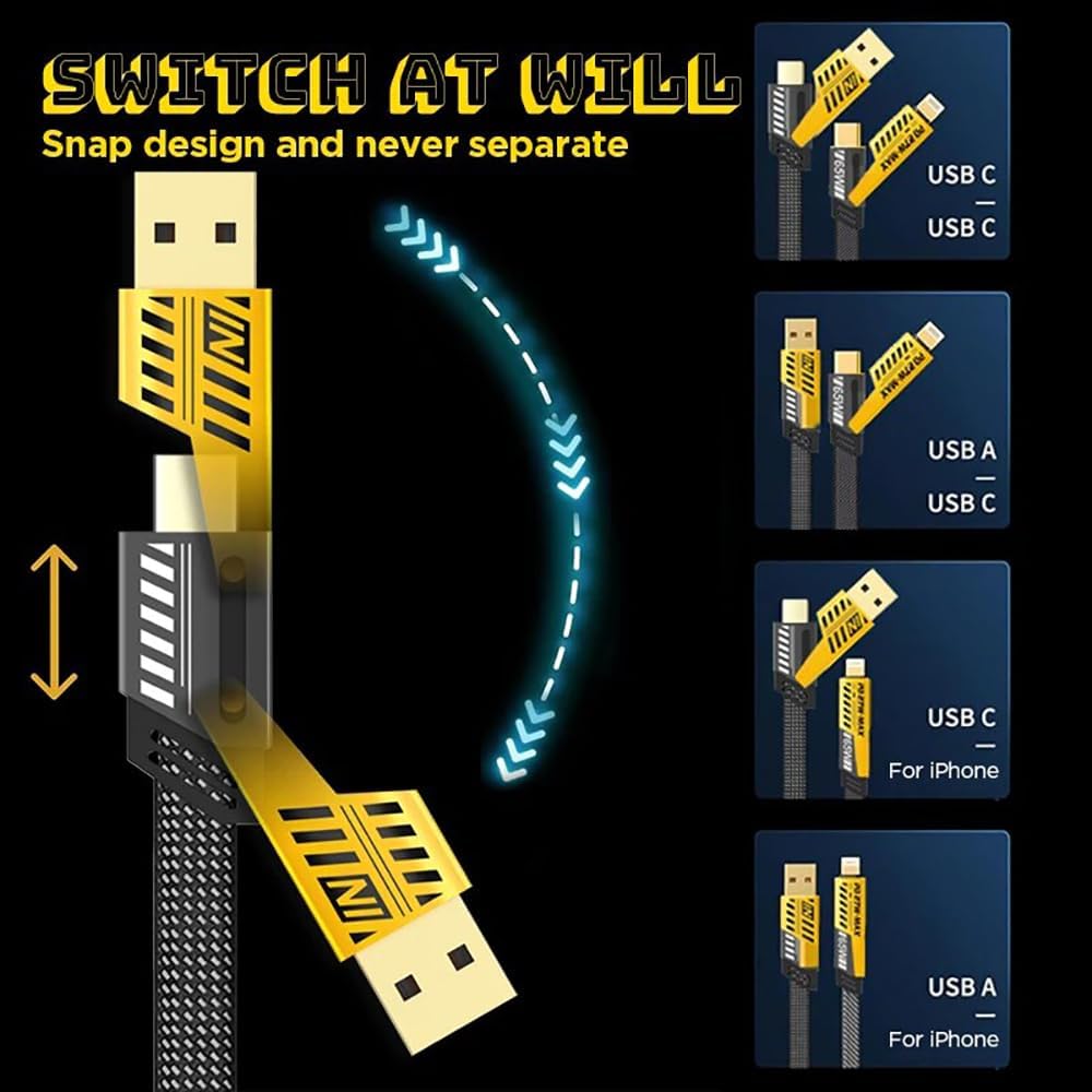 سلك شاحن تكتك متعدد المداخل تايب سي ولايتنينج 1.5 متر Taktik Transformers Cable USB-A - Lightning - Type-C