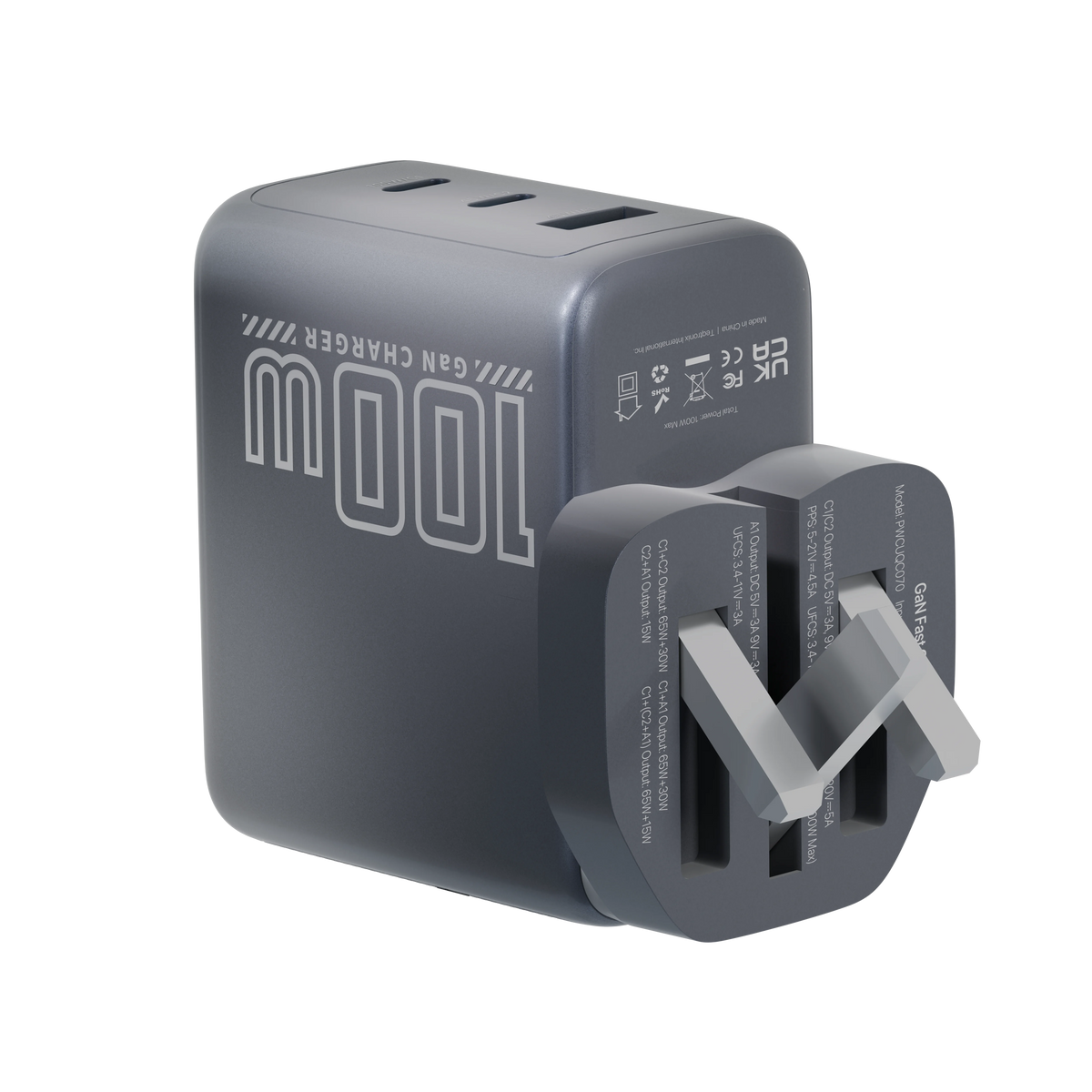 Powerology Voltflow 100w Avs Gan Wall Charger Gray – image 15