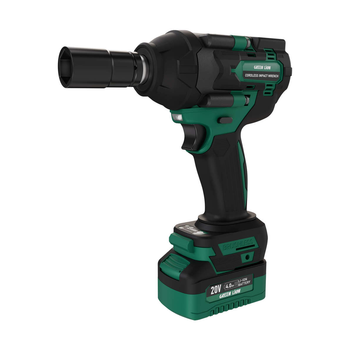 Green Lion GIW-200 Cordless Impact Wrenchwith Torque 20 V 2*4.0 Ah Battery – image 4