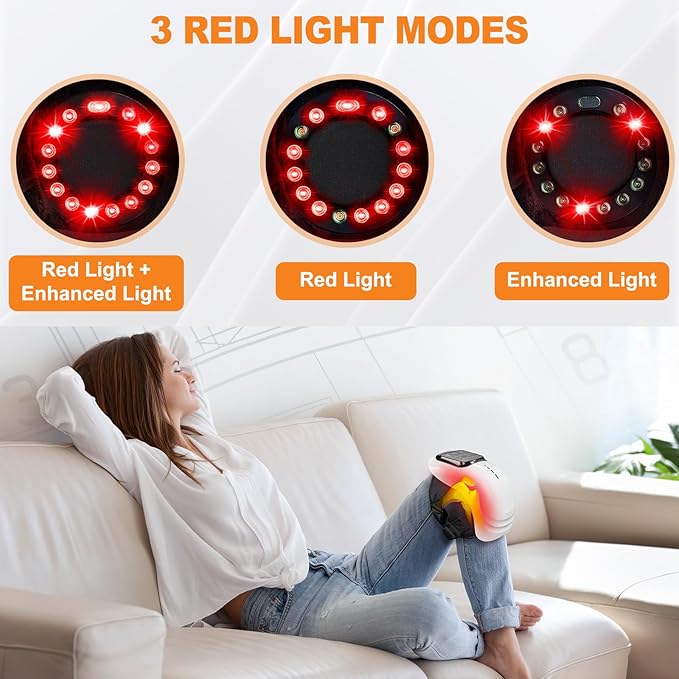 جهاز مساج للركبة من bailinghai مع حرارة وضوء أحمر - أسود | bailinghai Portable Knee Massager with Heat & Red Light - Black | صورة المنتج 3 / Product image 3
