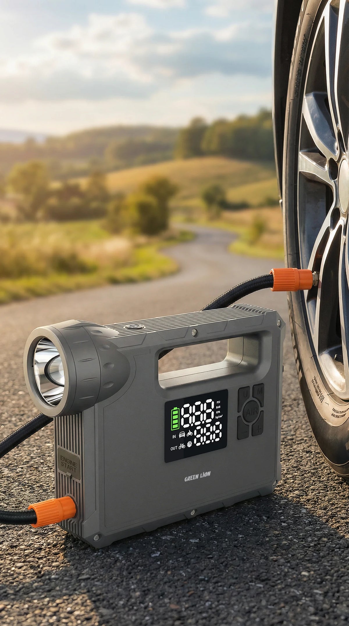 Green Lion JX-8412 VJump Starter-4 LGasoline,3 L Diesel Engines,16000 m Ah - Grey – image 9