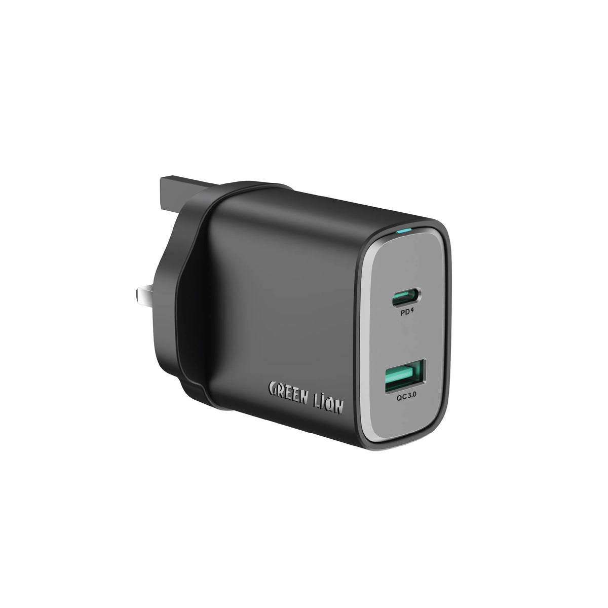 Green Lion Supra 45 WUK Ga NWall Charger USB-A& USB-CPortswith CTo C Cable - Black