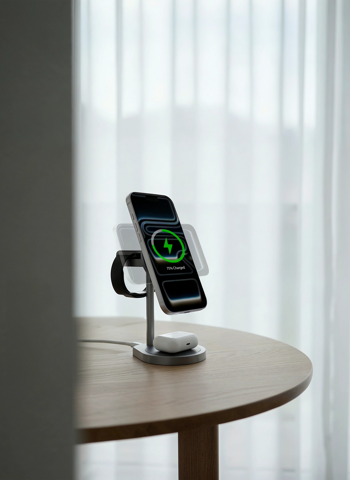 Powerology Eifel 3 in 1 Wireless Charger Gray – image 9