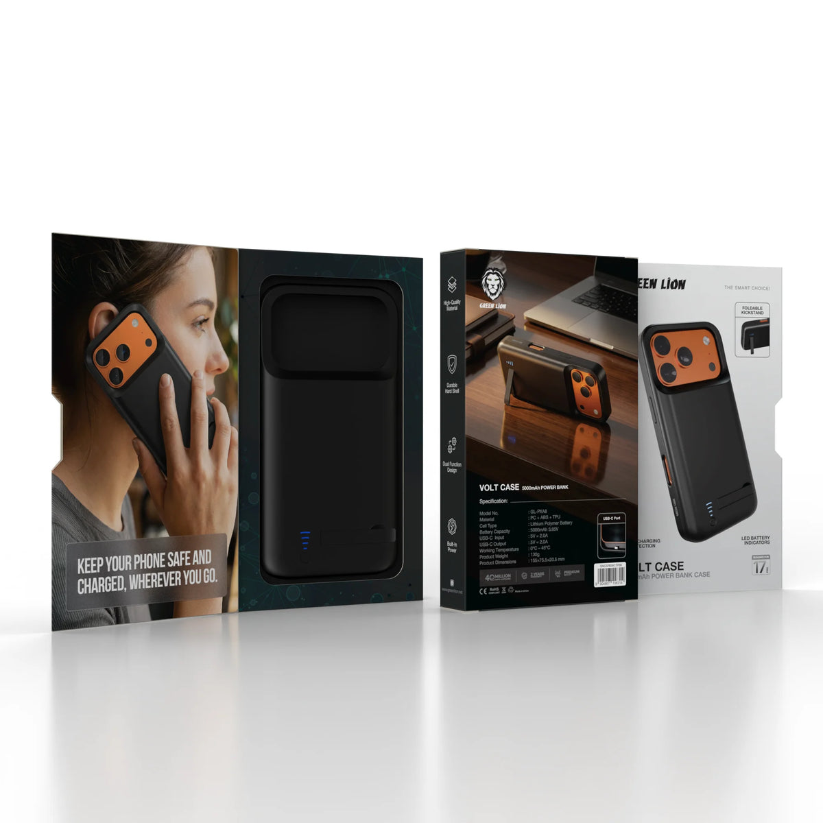 Green Lion VOLTCASE 5000 m Ah Power Bank Case Fori Phone 17 Pro - Black