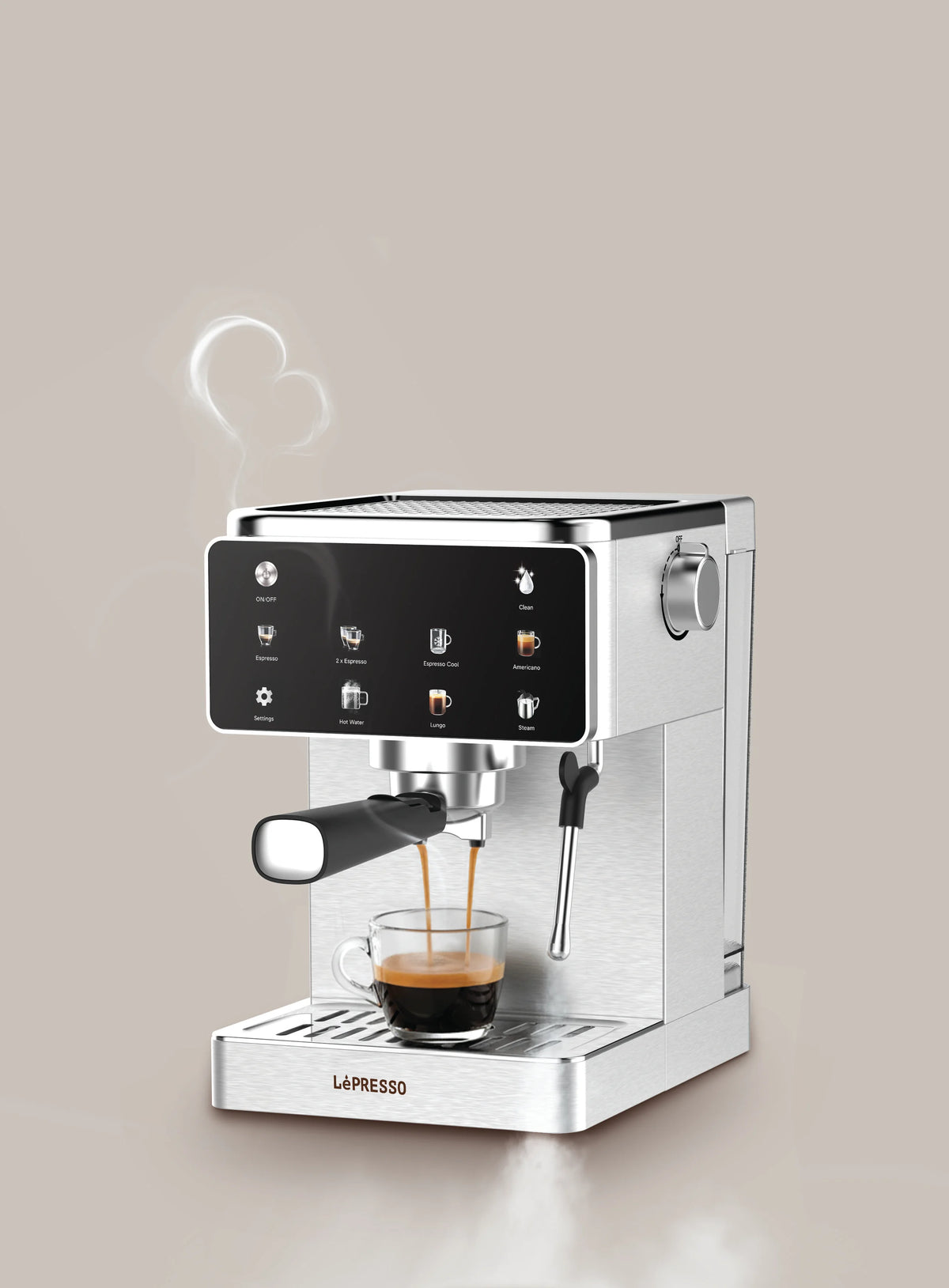 LePresso Macchina Di Lusso Espresso Machine with Steam Wand Silver – image 7