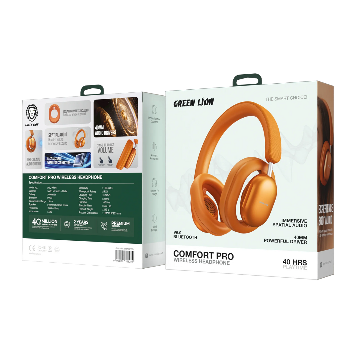 Green Lion Comfort Pro Wireless Headphone - Orange – image 4
