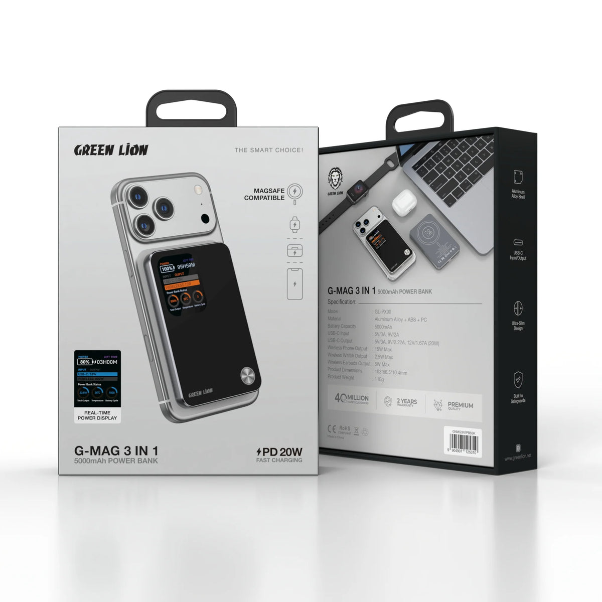 Green Lion G-Mag 3 IN 1 5000 m Ah Power Bank PD 20 W - Black – image 9
