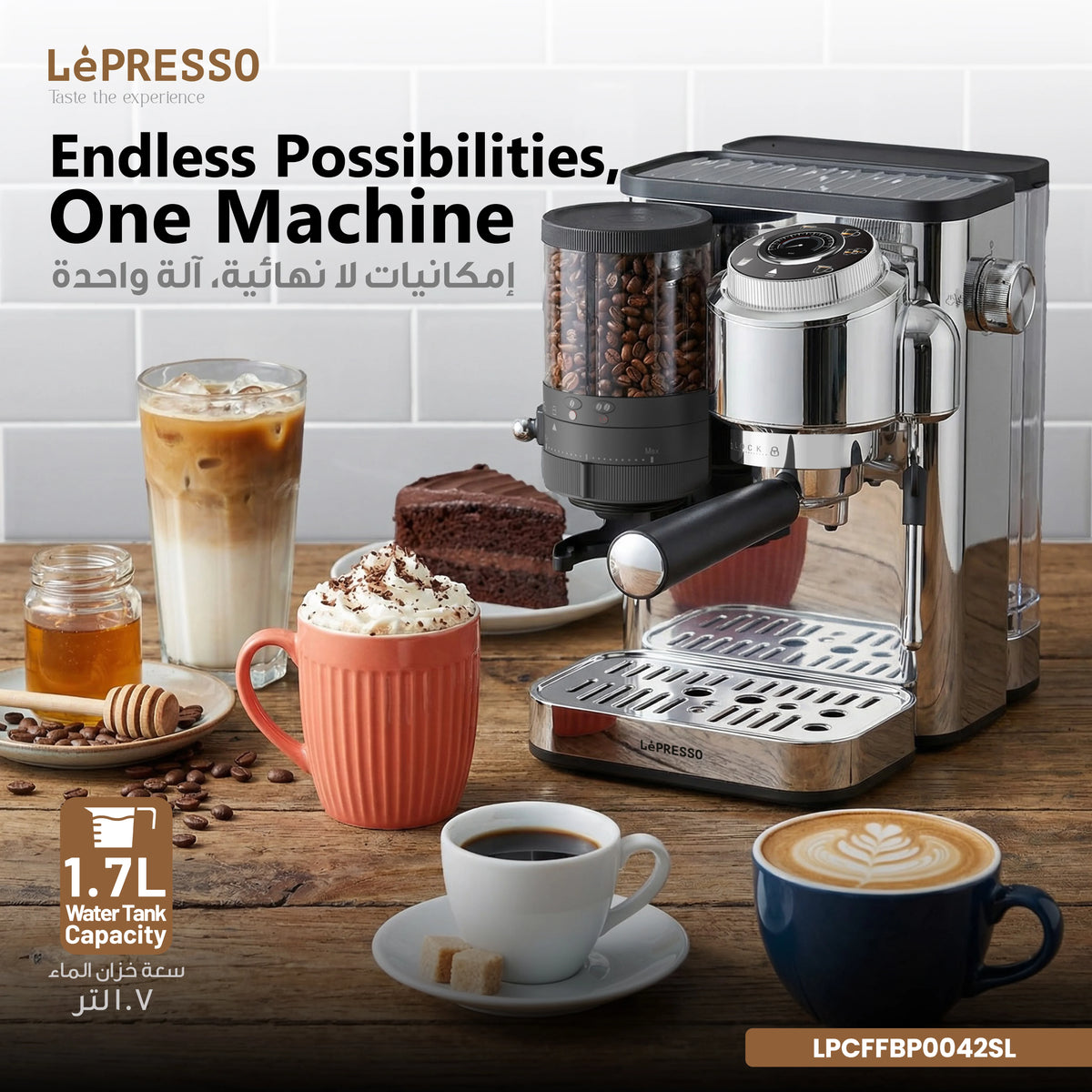LePresso Ilburrone 20 Bar Italian Pump Coffee Machine with Bean Grinder and Steam Wand Silver – image 9
