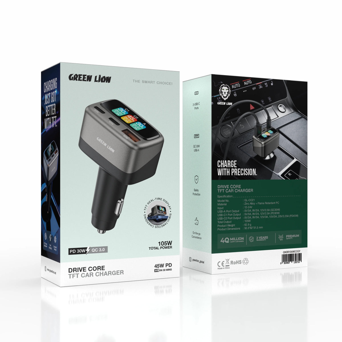 Green Lion Drive Core Tft Car Charger Gray – image 5