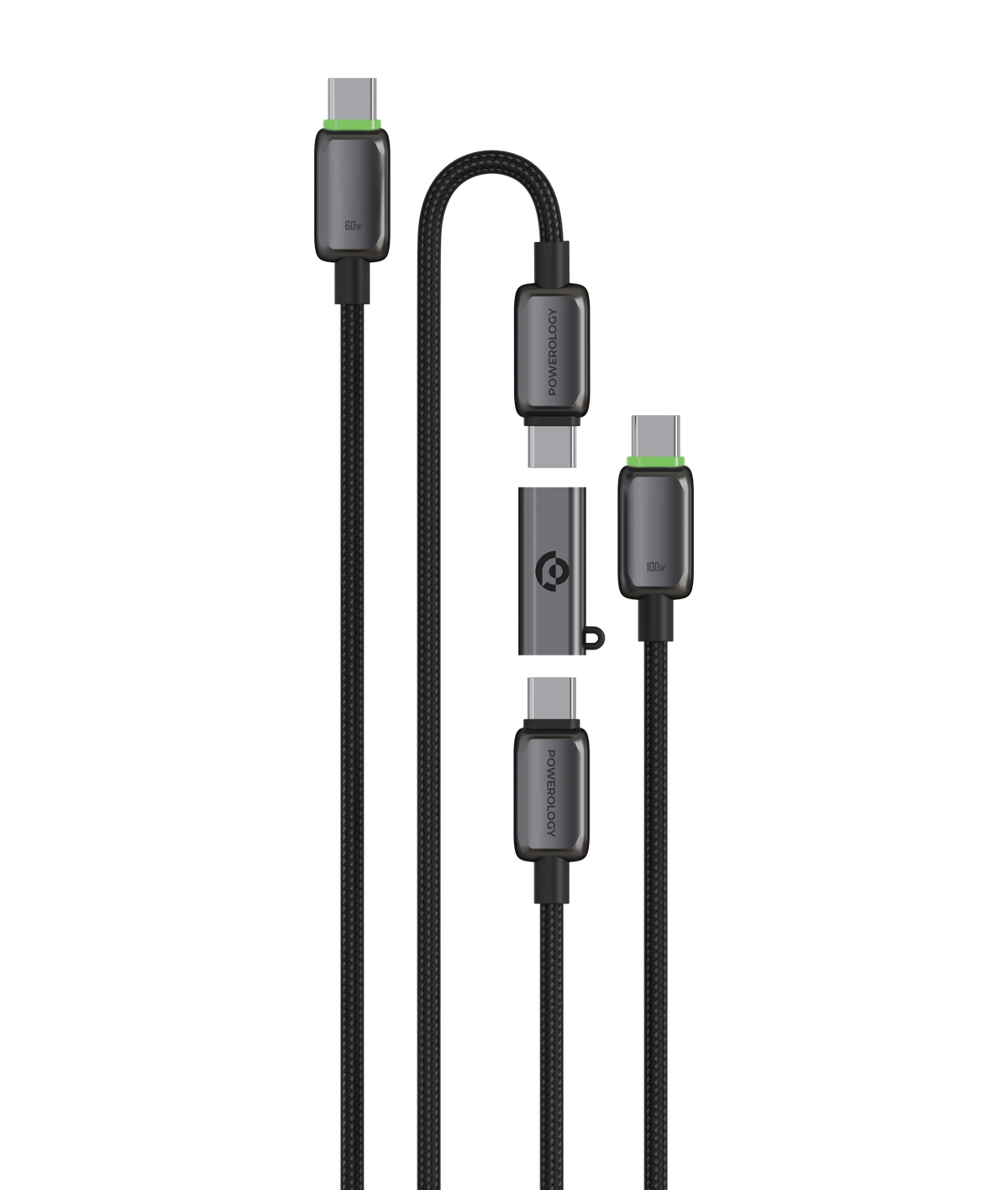 Powerology Argos Dual USB C Cables with Connector Grey – image 1