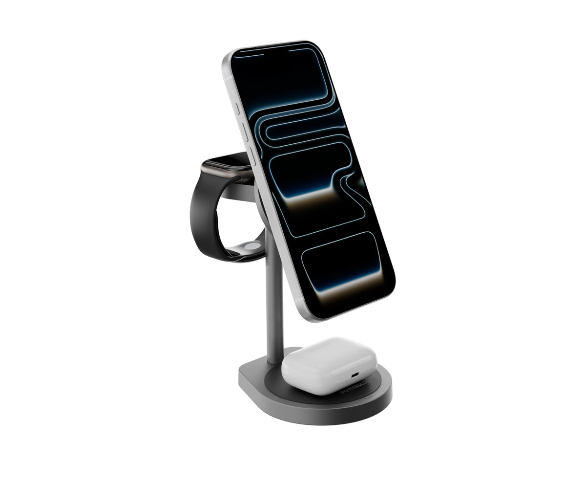 Powerology Eifel 3 in 1 Wireless Charger Gray – image 3