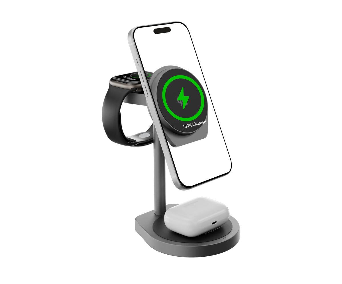 Powerology Eifel 3 in 1 Wireless Charger Gray – image 6