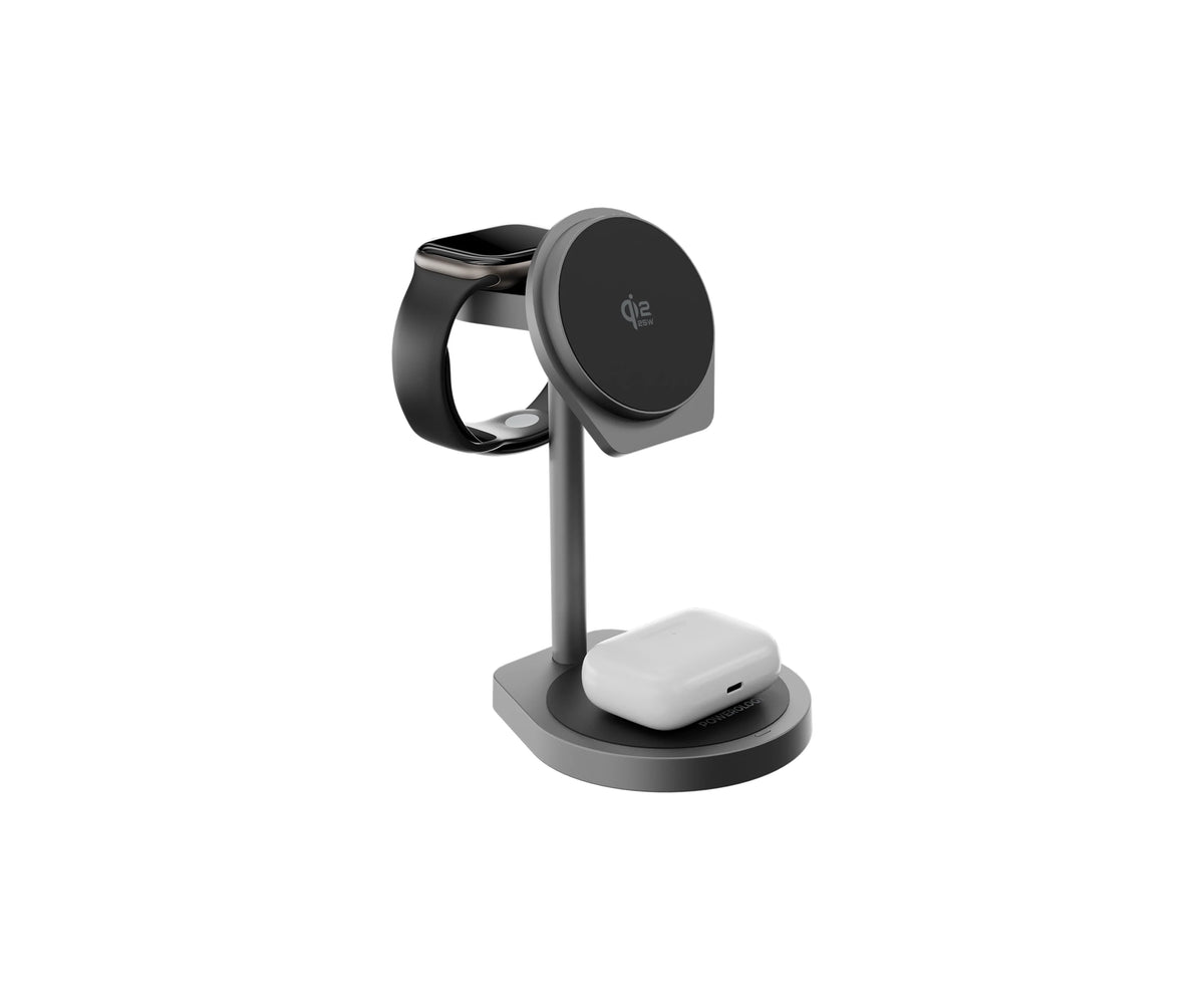 Powerology Eifel 3 in 1 Wireless Charger Gray – image 7