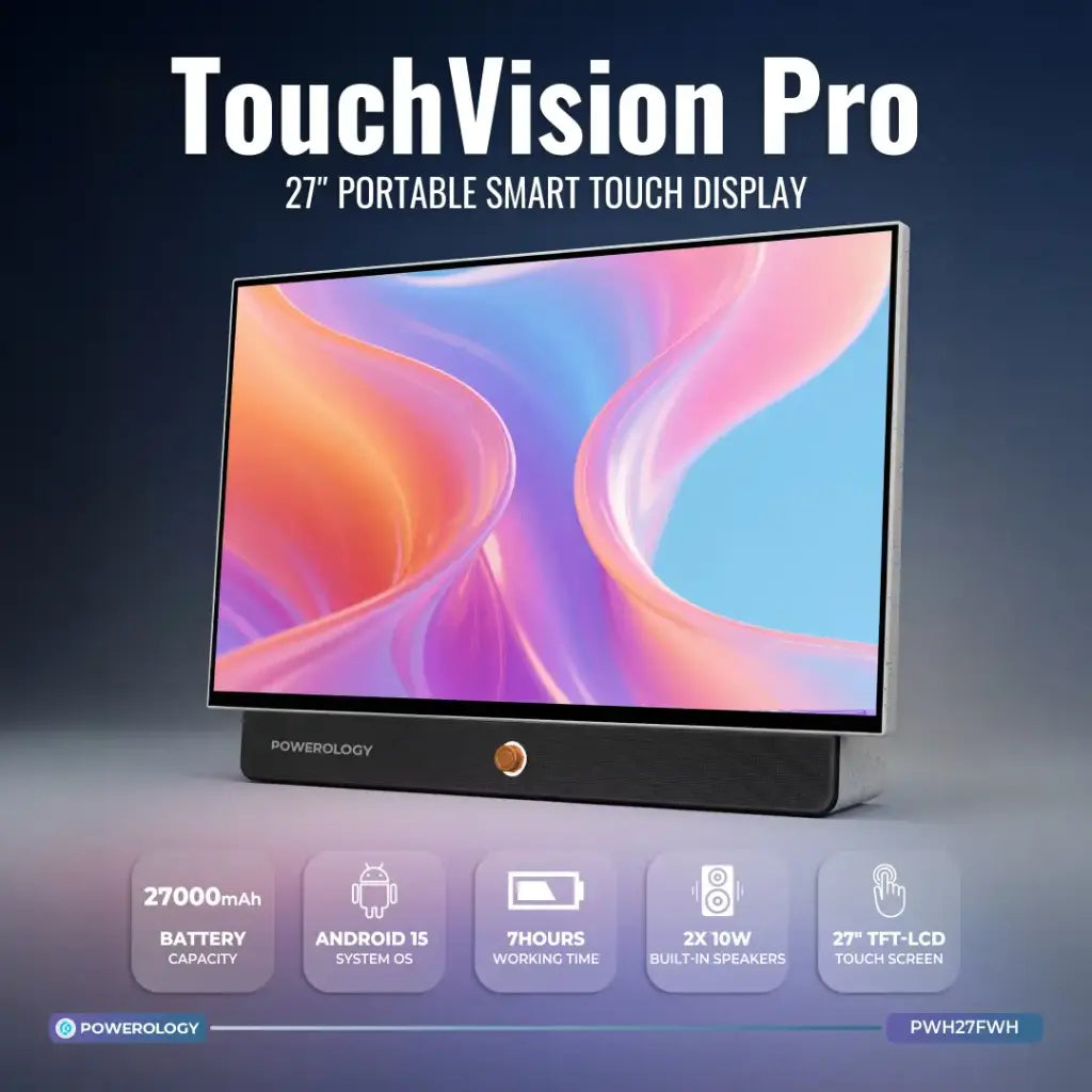 Powerology TouchVision Pro Portable Smart Touch Display - White - image 8