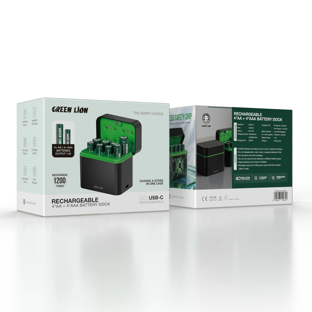Green Lion Rechargeable 4 Aa 4 Aaa Battery Dock USB C – image 2