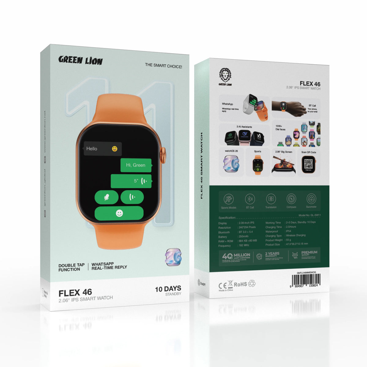 Green Lion Flex 46-2.06''IPS Smart Watch - Orange – image 4