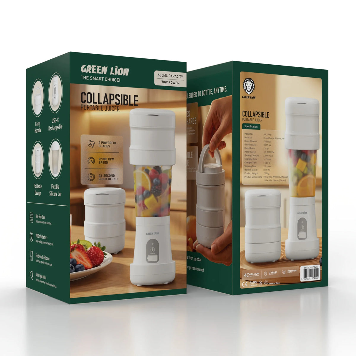 Green Lion Collapsible Portable Juicer 500ml – image 2