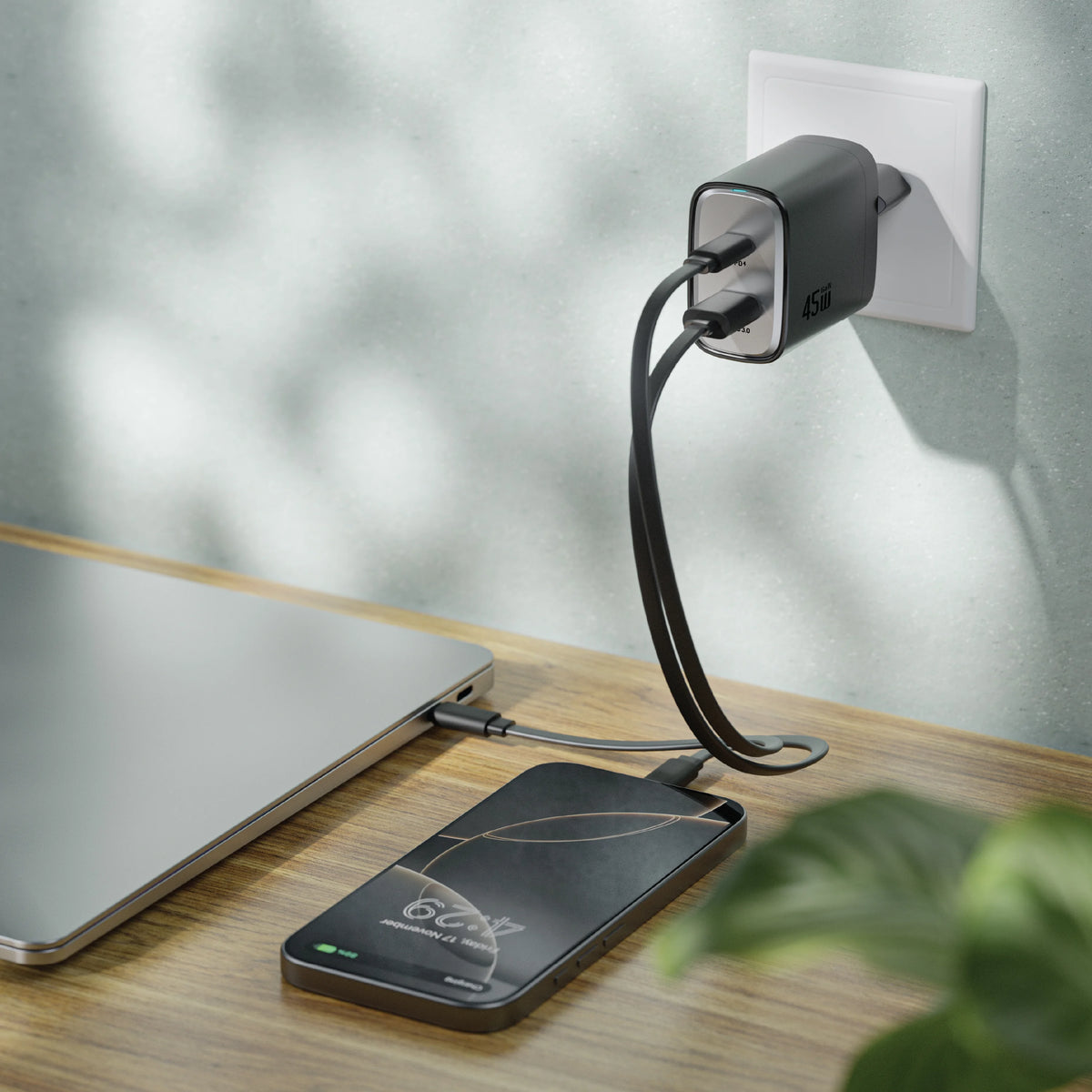 Green Lion Supra 45 WEU Ga NWall Charger USB-A& USB-CPorts - Black – image 3
