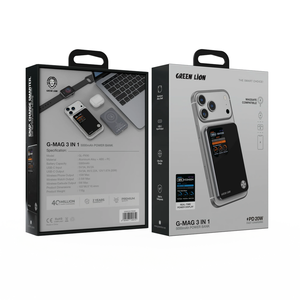 Green Lion G-Mag 3 IN 1 5000 m Ah Power Bank PD 20 W - Black – image 10