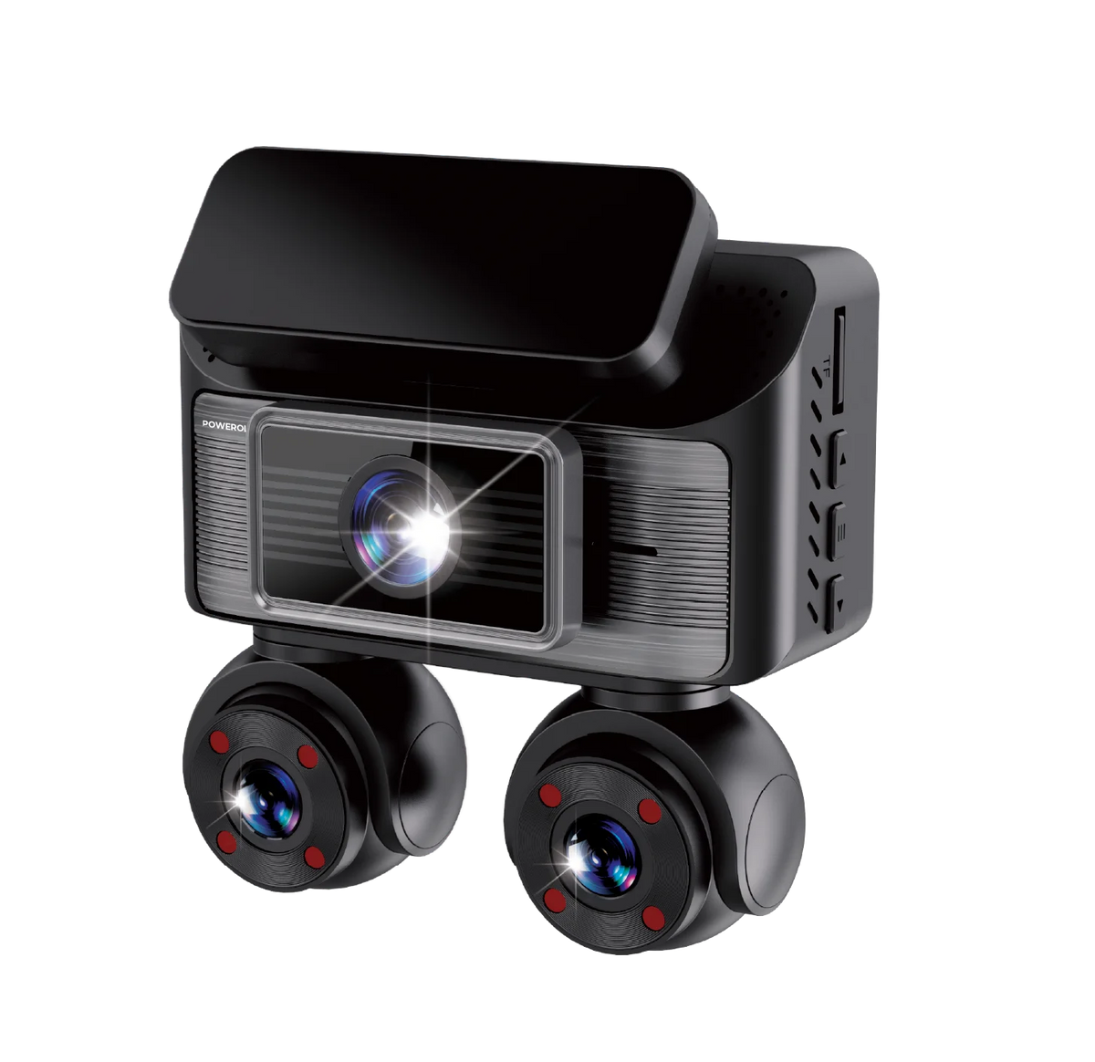 Powerology Sentra Dash Camera with 3 Lenses and Rear Camera Black – image 9