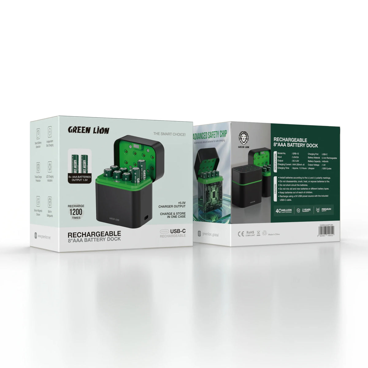 Green Lion Rechargeable 8 Aaa Battery Dock USB C Black – image 2