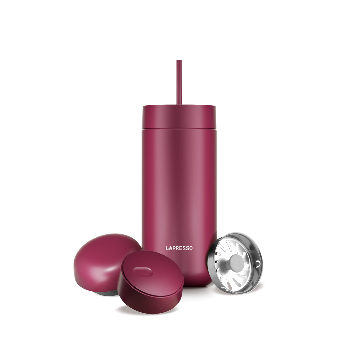 LePresso Trio Tumbler 3 in 1 Lid Tumbler - Maroon – image 4