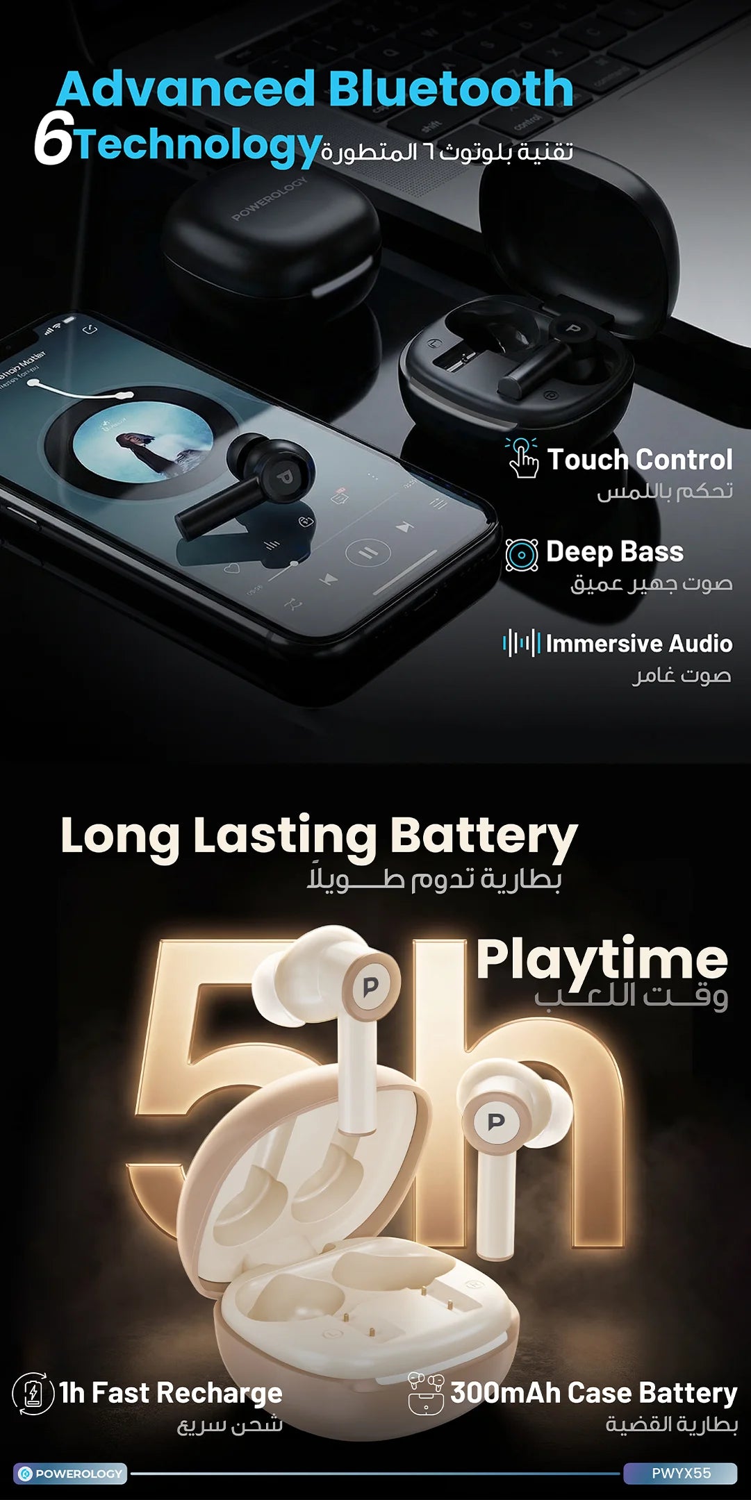Powerology SABA In-Ear Wireless Earbuds - Titanium – image 5