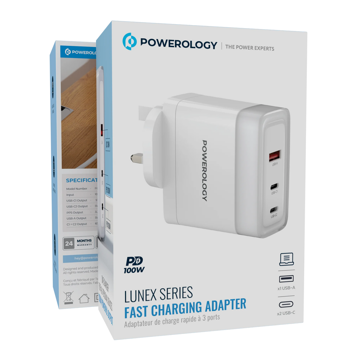Powerology Lunex Series Fast Charging Adapter PD 100w White – image 14
