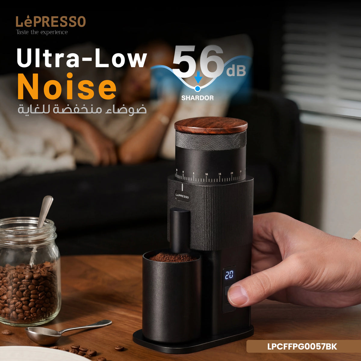 LePresso Pressione Rechargeable Coffee Bean Grinder Black – image 3