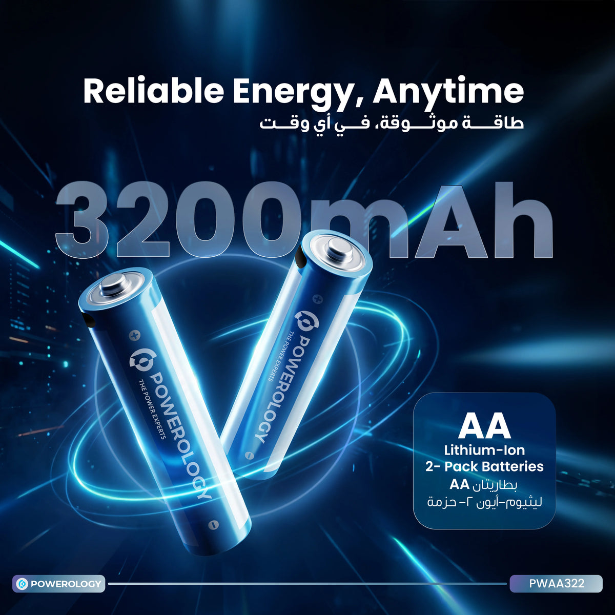 Powerology Aa 2 Pack USB C Rechargeable White Blue – image 6