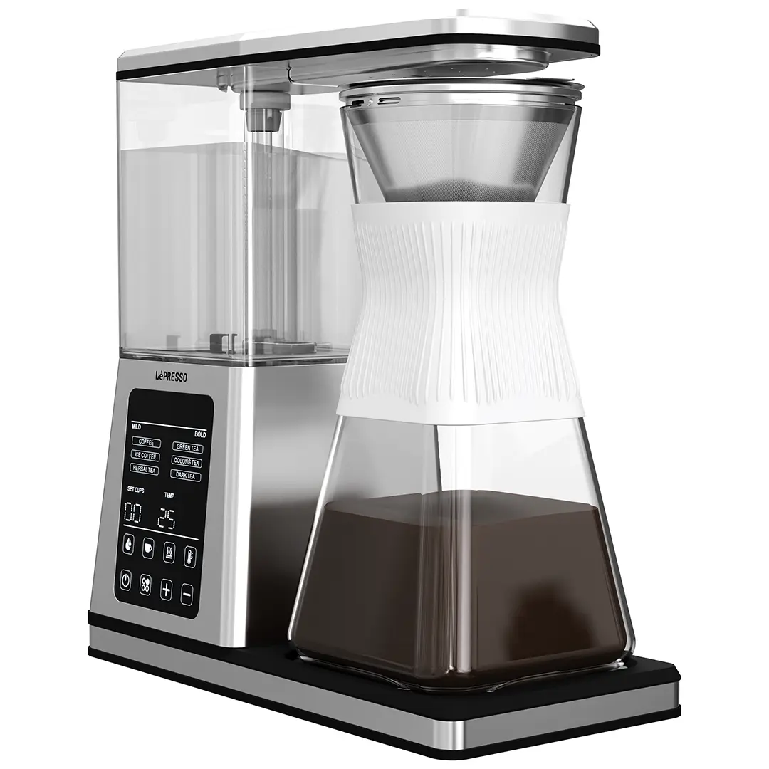 LePresso Crystal Brew Drip Coffee Tea Maker with Smart Digital Control Silver