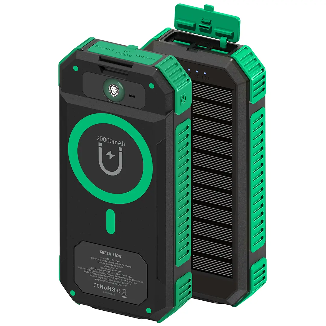 Green Lion Solar Flex 20000mAh Power Bank Green Black