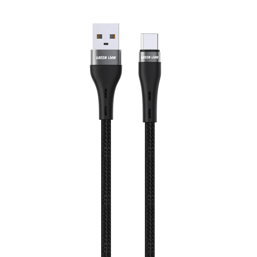 Green Lion USB A to USB C Braided Cable Black