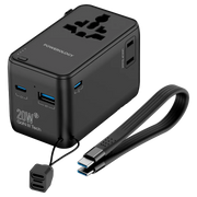 Powerology 2500w Universal Travel Adapter with 4000mAh Power Bank Black